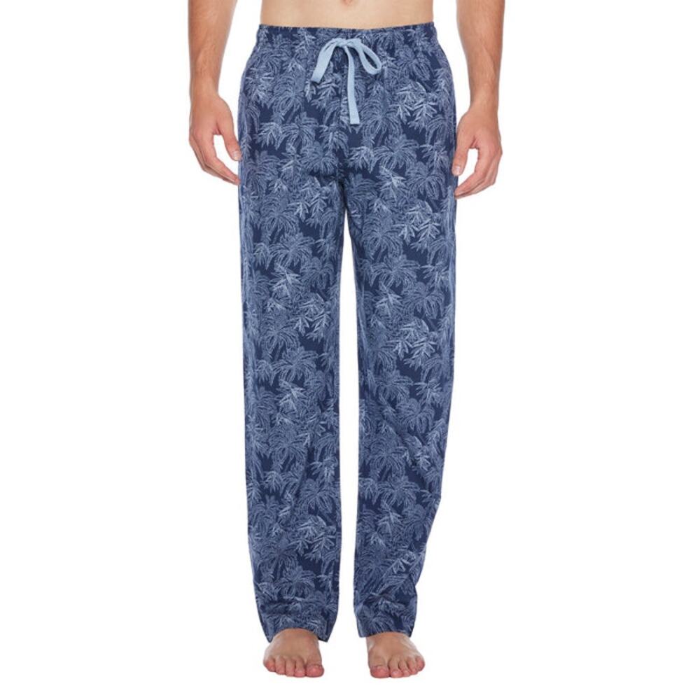 Majestic International Men's Printed Woven Lounge Pant Blue Leaf Sz S High Rise